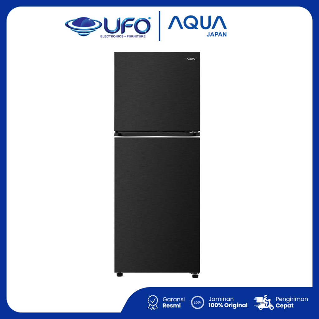 AQUA KULKAS AQRDTM285RAV(MX) 2 Pintu 225L Turbo Cooling, Bigger Freezer, -1° C Chiller Box, Twin Inv