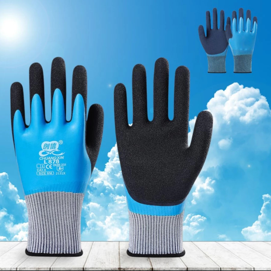 Sarung Tangan Safety Waterproof Coolproof Biru Bahan Karet Latex Glove