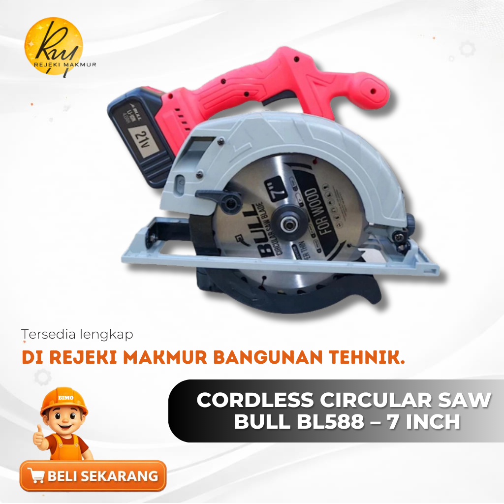 Mesin Cordless Circular SAW BL588/Gergaji Kayu 7 inch Cordless Bull
