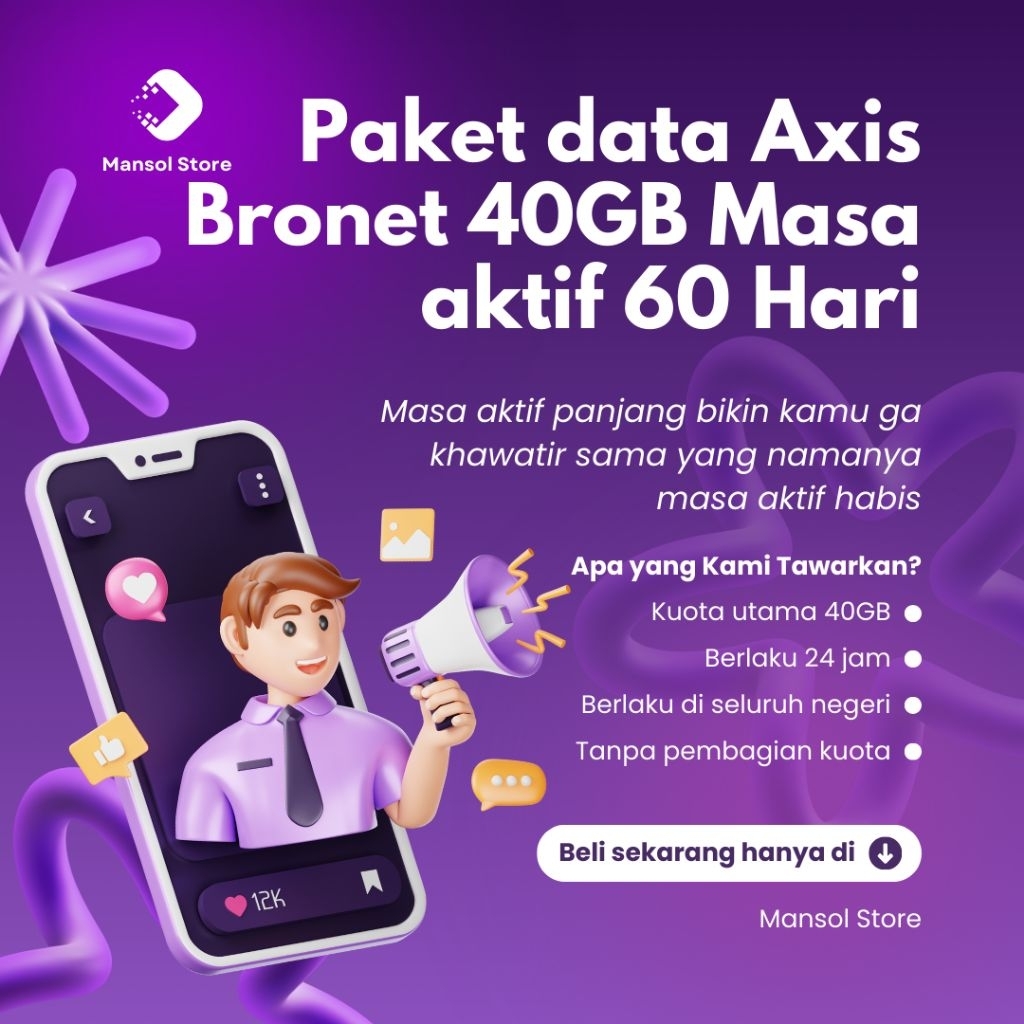 Paket Data Axis 4GB 60Hari / Kuota internet Axis 4GB 60Hari