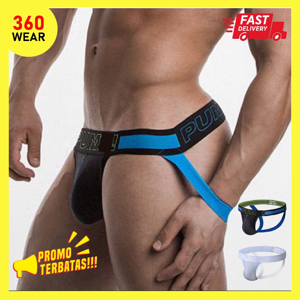 Celana Dalam Pria Men Underwear Sempak Laki Seksi Modis Jockstrap Athletic Support Mesh Transparan P