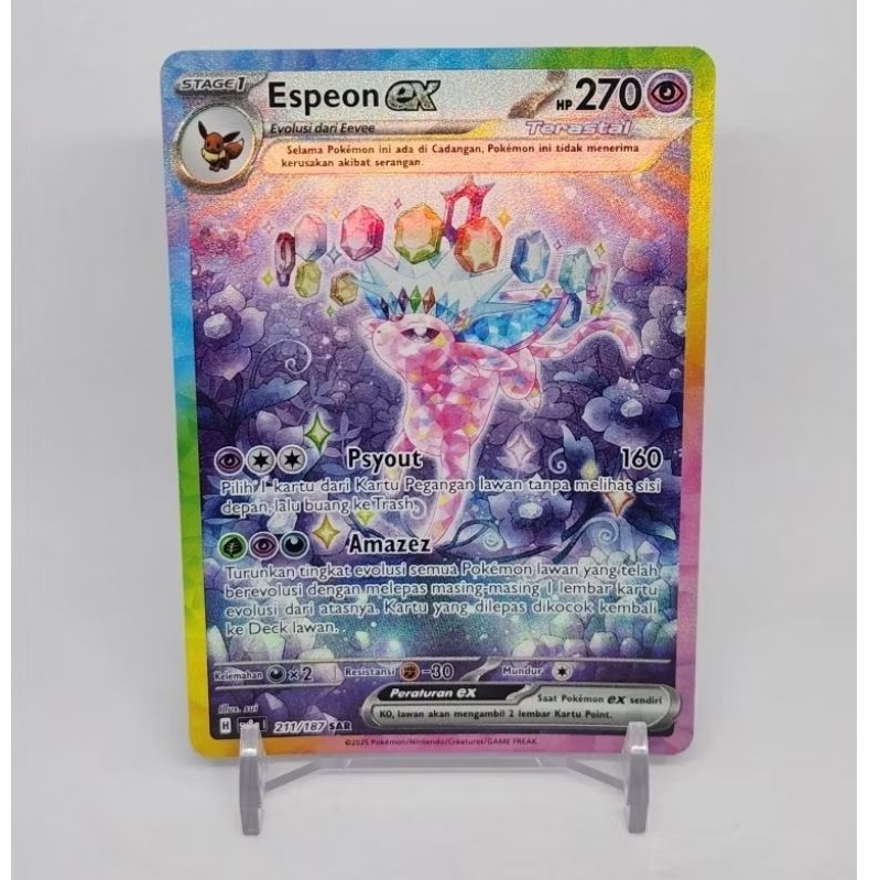 Espeon EX SAR 211/187 sv8a Festival Terastal Pokemon TCG Indonesia