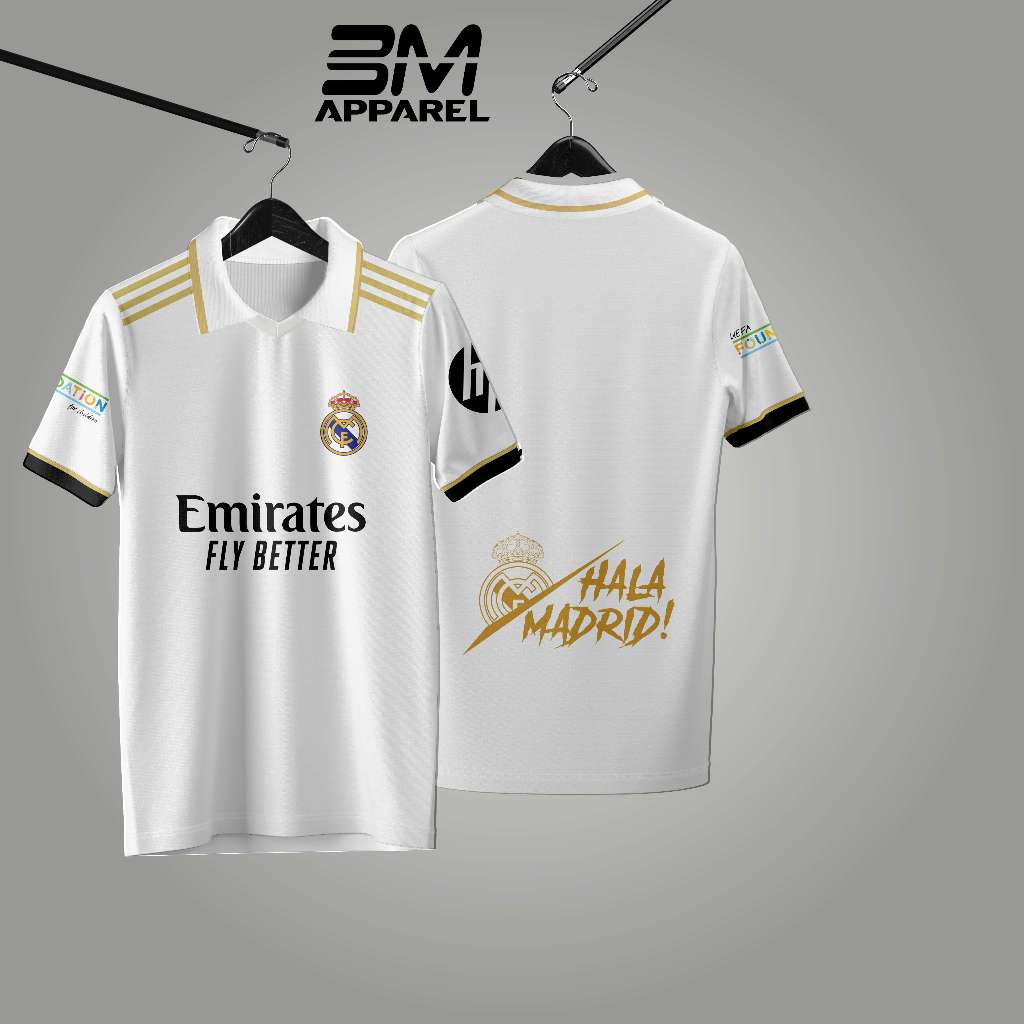 JERSEY Real Madrid Putih Emas Logo Emirates Dan Hala Madrid Desain Sporty