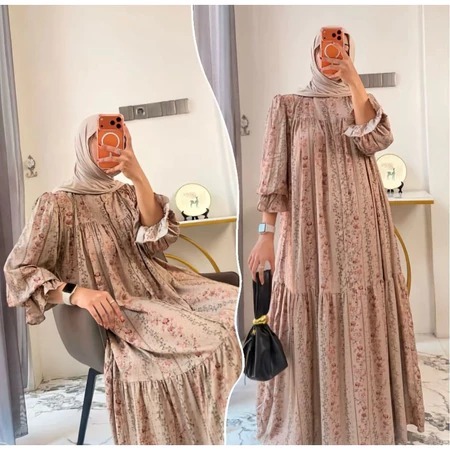 Series Rayya Kanaya Gamis Jumbo Rayon Diamond Premium Kancing depan Busui Lengan Balon