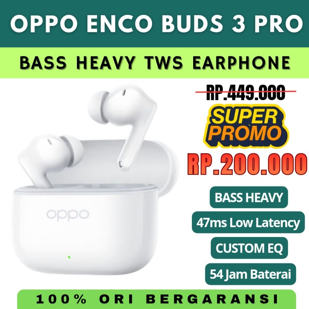 OPPO ENCO BUDS 3 PRO / 2 ORIGINAL SEGEL RESMI BUDS2 BASS BLUETOOTH EARPHONE AI CLEAR MIC