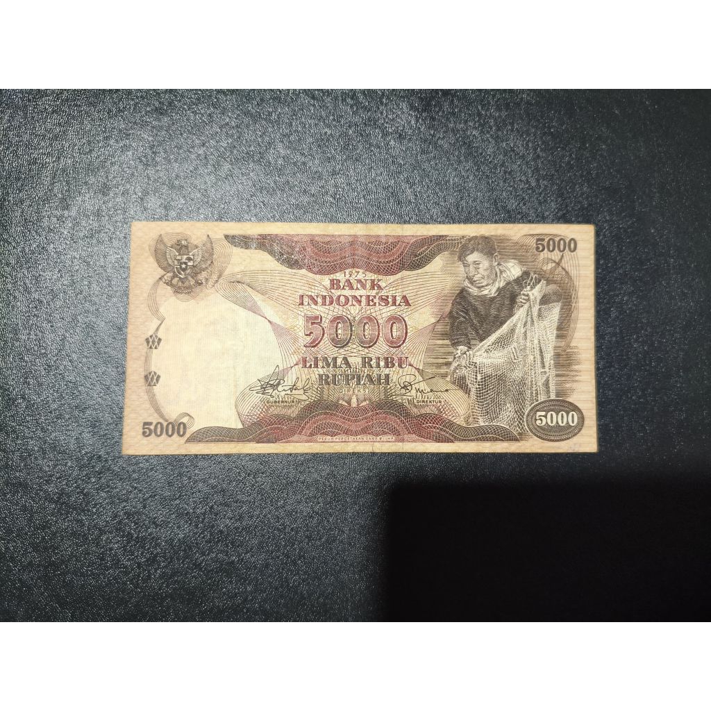 Uang Kertas Kuno 5000 rupiah edisi penjala tahun 1975