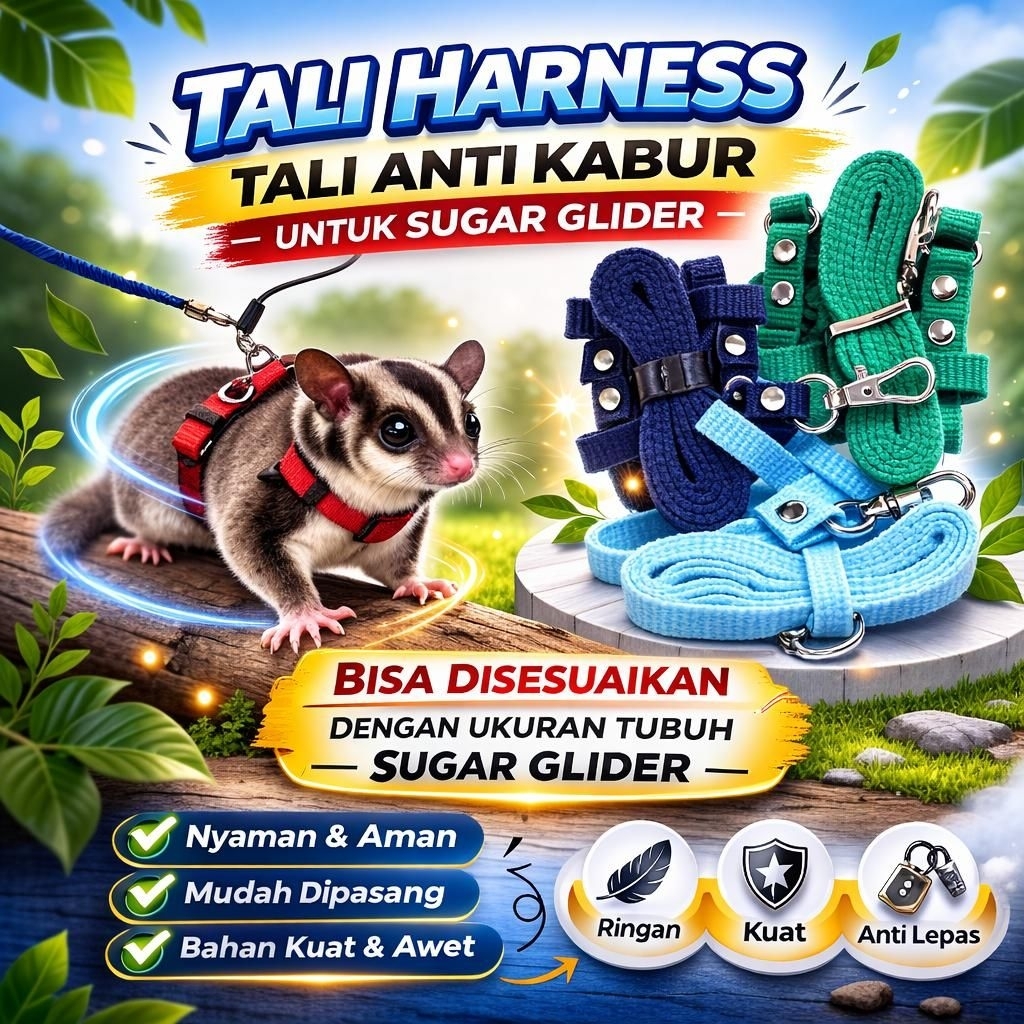 HARNESS SG - Tali Tuntun Tali Penuntun Harness H Sugar Glider Biawak Salva Iguana Landak Mini Kelinc