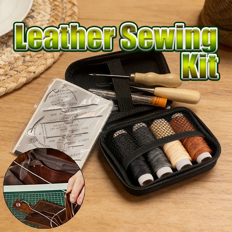[28PCS/Set]setelan jahit kulit Benang lilin, Jarum jahit tangan, Penusuk jahit Alat-alat Pengerjaan 