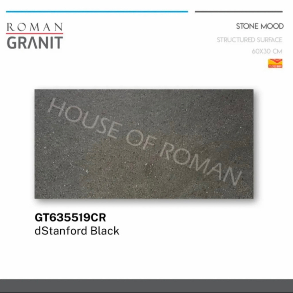 Roman Granit Lantai 60x30 dStanford Black/Lantai Carport Hitam/Keramik teras Kasar