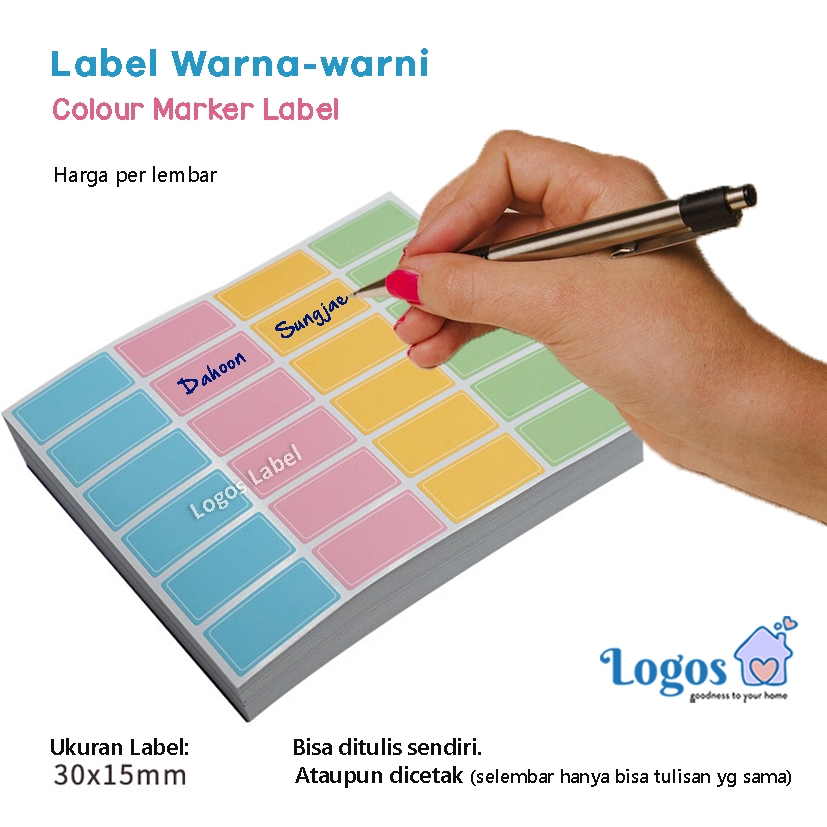 Label Warna Warni Colour Marker Label Nama Name Sticker Stiker Penanda Barang