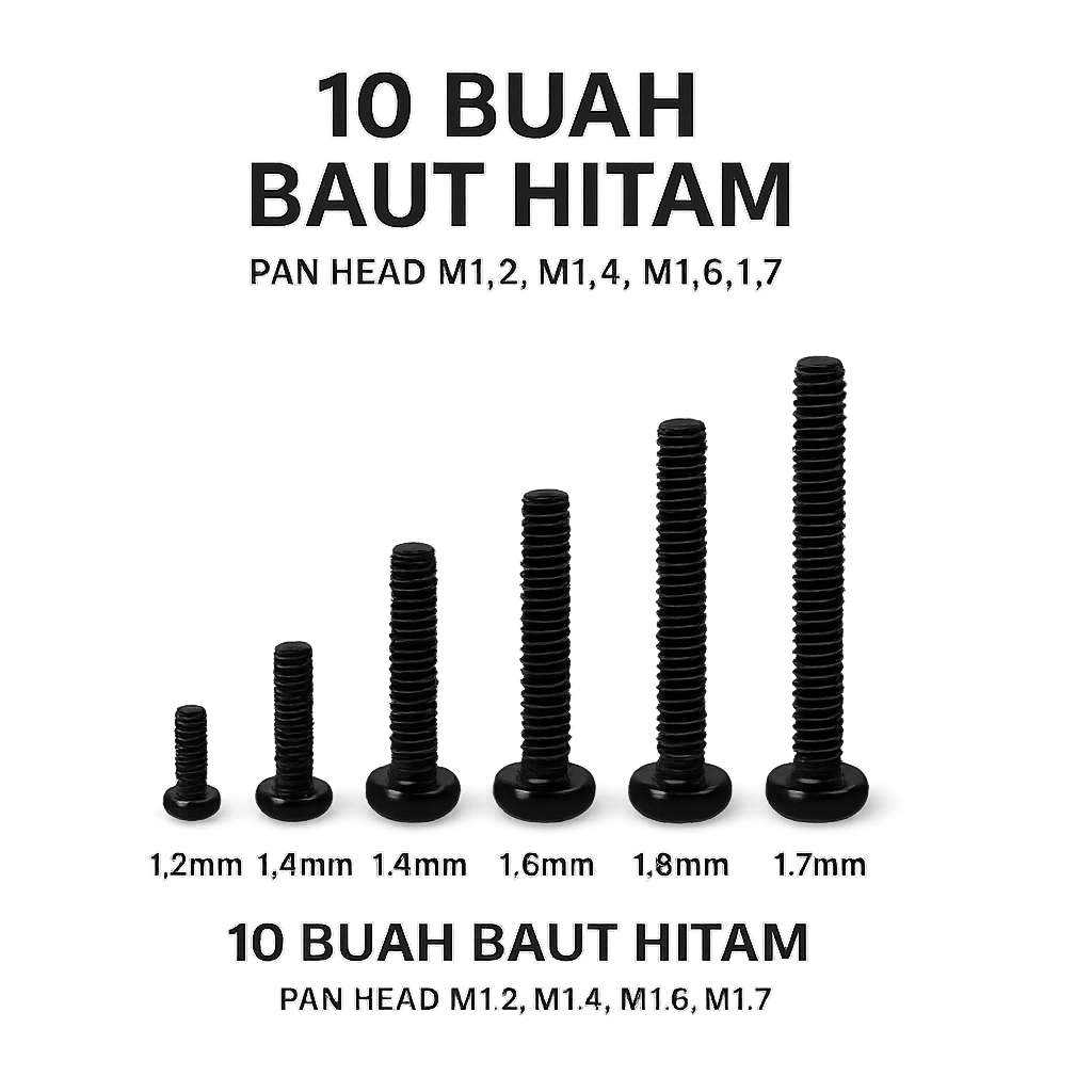 10pcs Baut Pan Head M1.0  M1.2 M1.4 M1.6