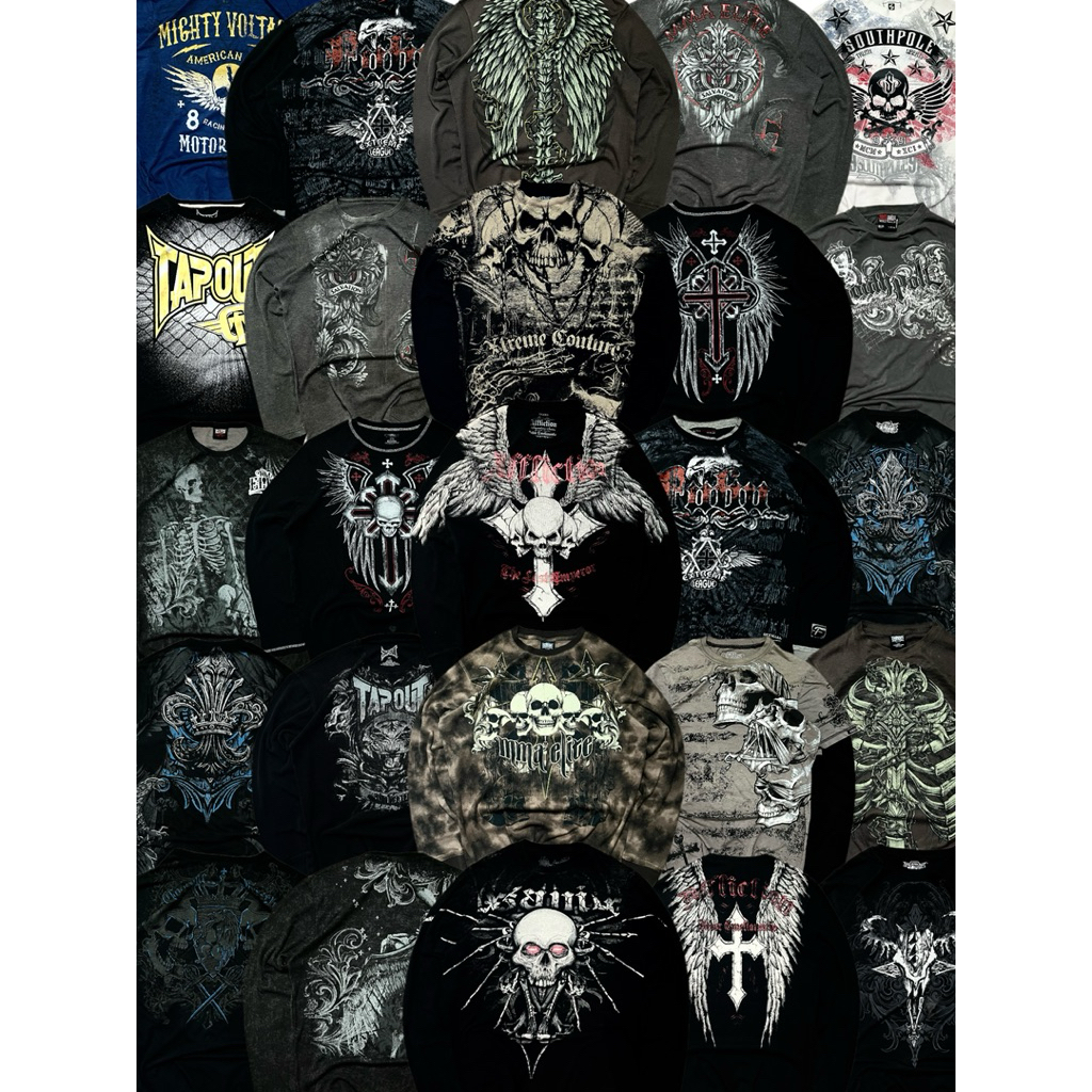 11 DROP LONG SLEEVES FICKLESTUFF AFFLICTION MMA ELITE XZAVIER TAPOUT SOUTHPOLE