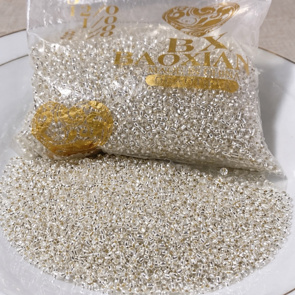 Manik Pasir Kristal Bening Silverline/Manik Jepang Bahan Kerajinan