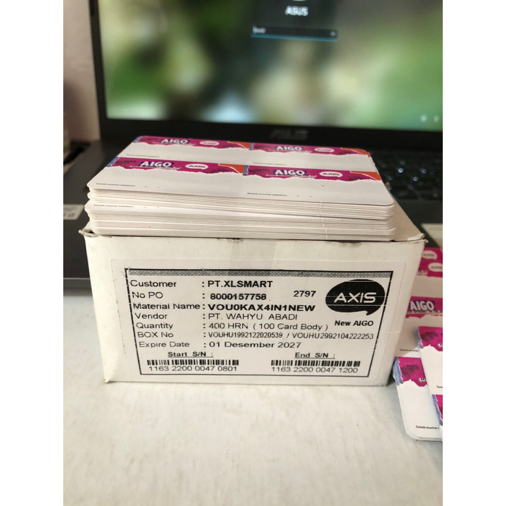 Voucher Kosong Axis 1 Box 400 SN Nasional Exp Desember 2027