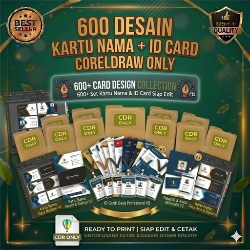 ID20604 - 600 Desain Kartu Nama & ID Card | Koleksi Template CorelDRAW Eksklusif untuk Proyek Kreati