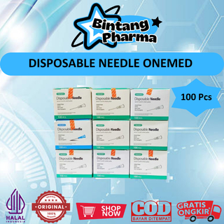 DISPOSABLE NEEDLE ONEMED (1 KOTAK ISI @100 PCS) - UKURAN 18/21/22/23/24/25/26/27/30G