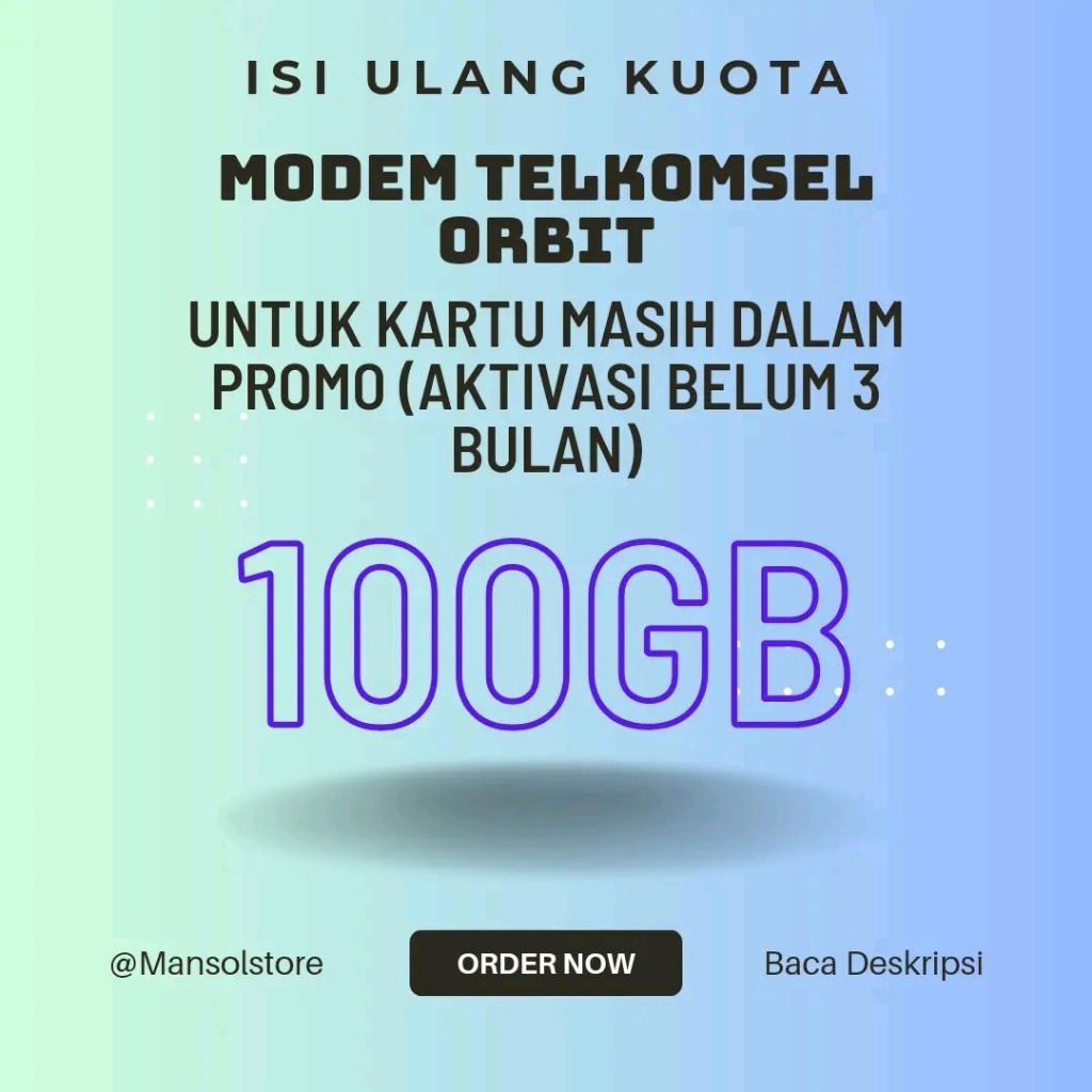 Voucher Paket Data Telkomsel Orbit 100GB  Kartu Belum 3 Bulan / Kuota Internet Telkomsel orbit