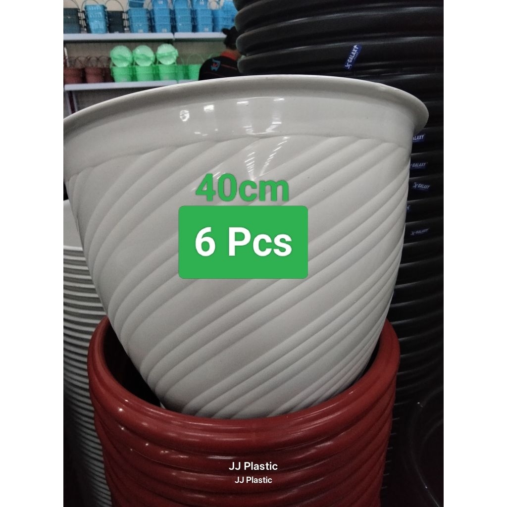 JJ Plastic Pot bunga Jumbo Pot plastik 40cm Tulip Galaxy putih