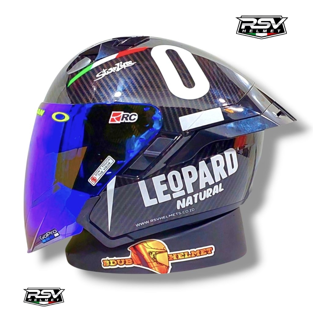 RSV HELM SV300 SOLID CARBON - DOUBLE VISOR - HALF FACE - RSV SV300 MODIF - RSV SV300 PAKET GANTENG L