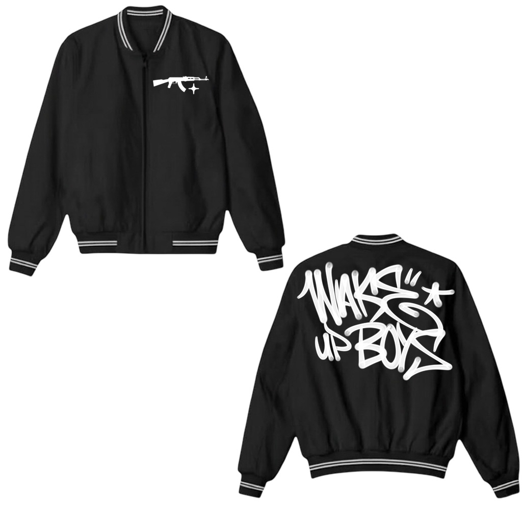 LXNTX Varsity hitam Pria Katun Premium Varsity hitam Cowok Streetwear Nyaman