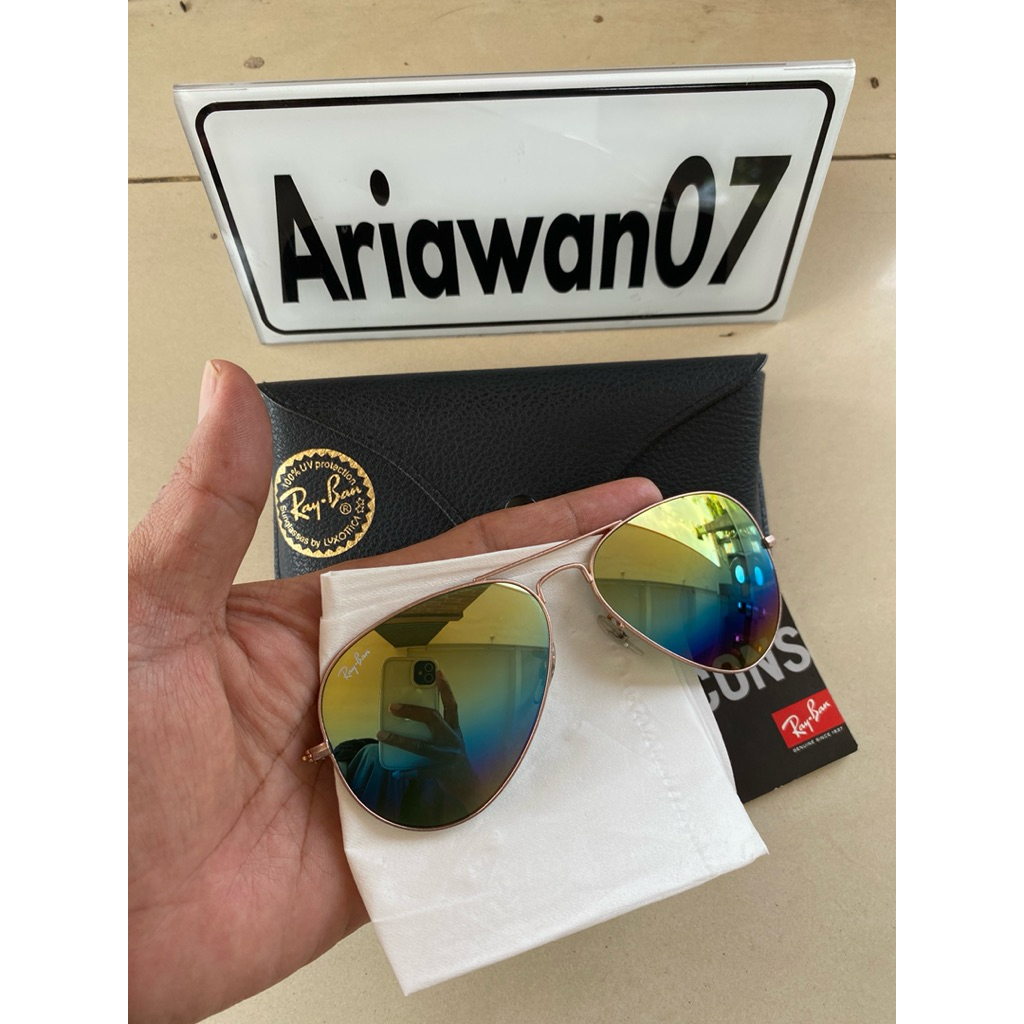 kacamata ray-ban rb 3025 aviator large metal 9020/c4 sz 58 frame rose gold metalic