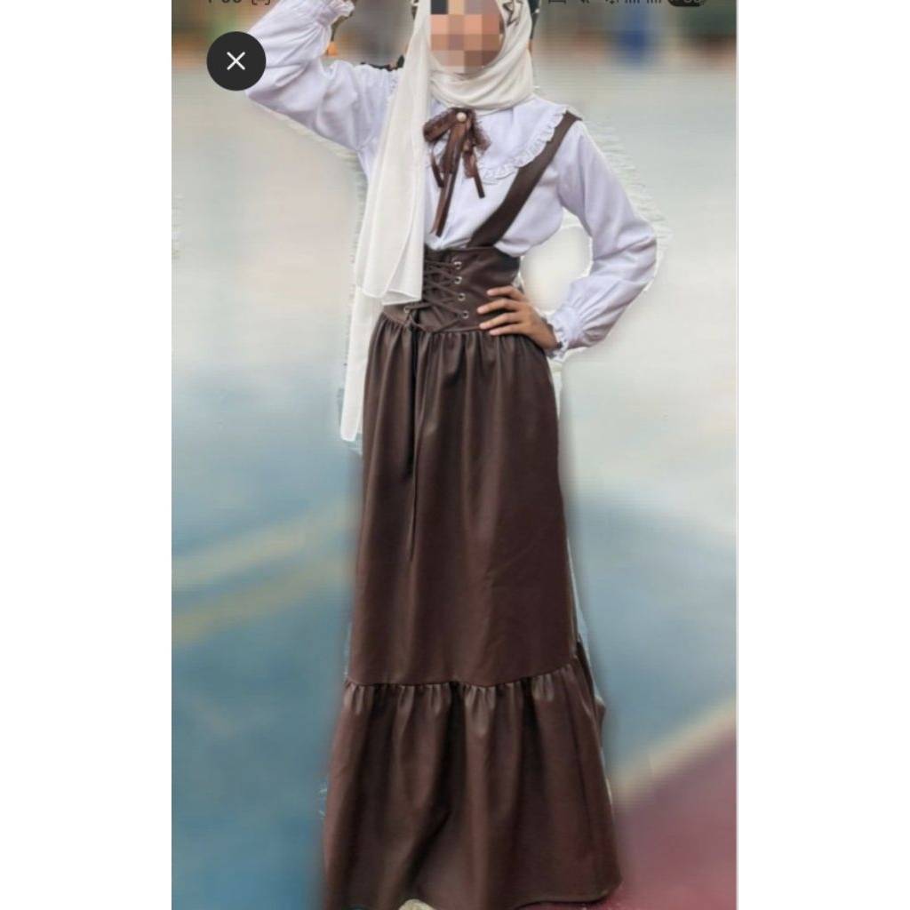 [PRELOVED] LEATHER SKIRT JUMPSUIT/OVERALL (Jumpsuit/overall rok bahan kulit)