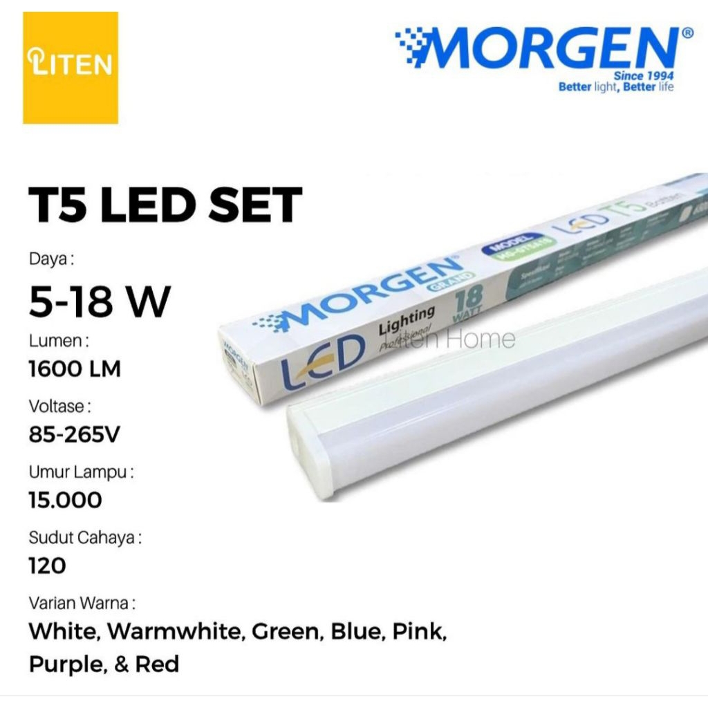 Lampu T5 Led MORGEN 5 Watt 9 Watt 14 Watt Putih & WW