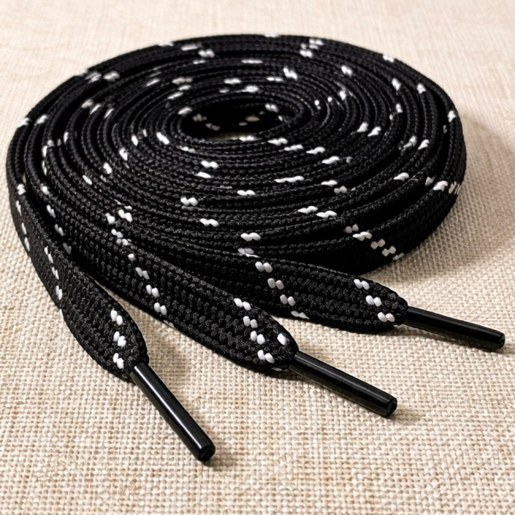 Tali Hoodie dan tali celana hitam motif garis putih