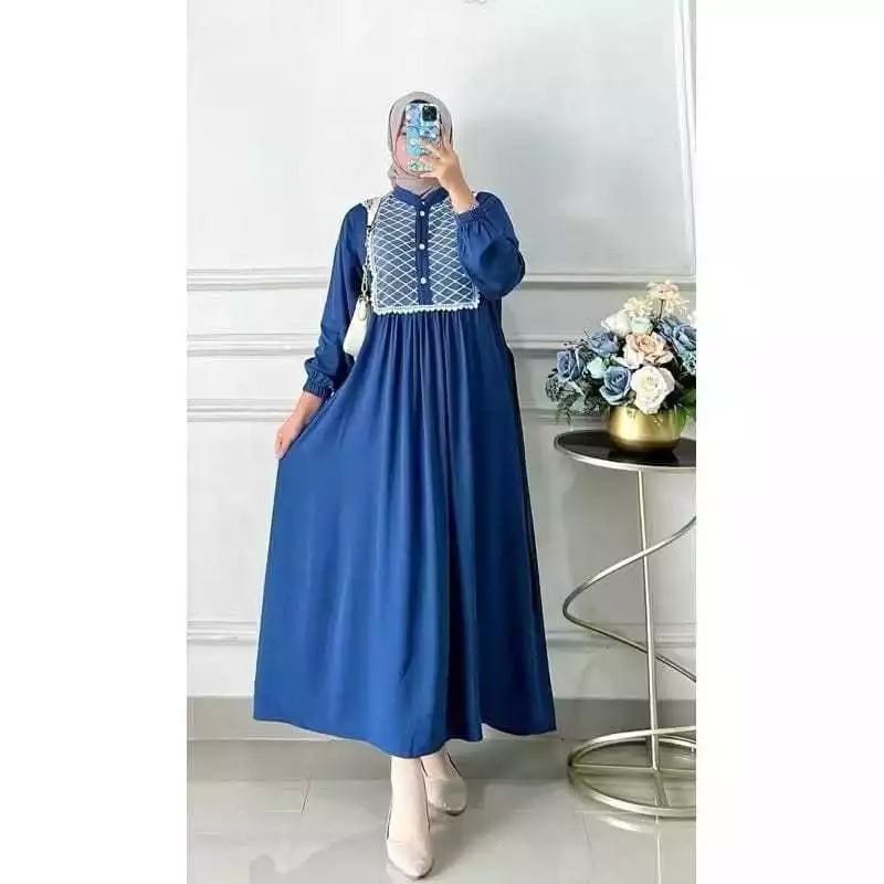 GAMIS RAYON TWILL KOMBINASI RENDA BRUKAT MEWAH