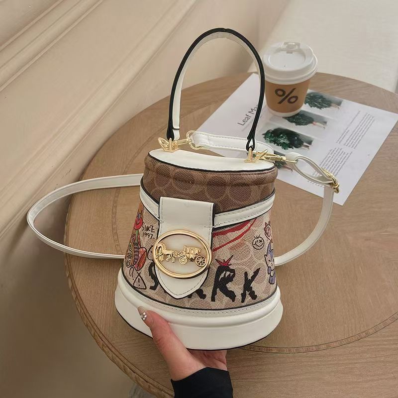 SETas Bahu Portabel, Tas Kurir Portabel, Tas Bahu, Tas Ember, Grafiti Beruang, Trendi, Baru