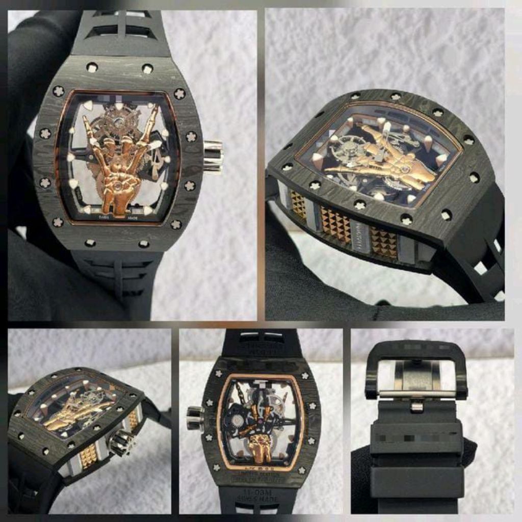 JAM TANGAN RM RM66 66 DEVILS HORN BLACK CARBON ROSEGOLD SWISS GRADE 42MM JAM TANGAN AUTOMATIC