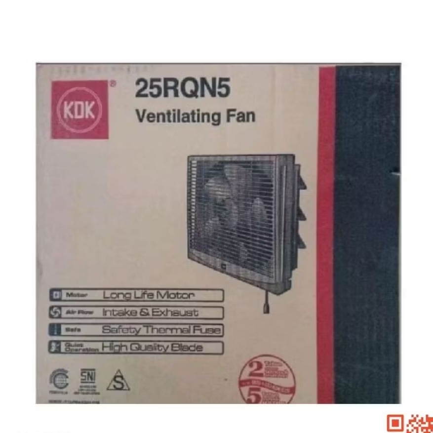 Kipas Angin Exhaust Fan Dinding KDK 25RQN5 10 Inch Abu-abu - Suara Halus, Pemasangan Mudah, Motor Ta
