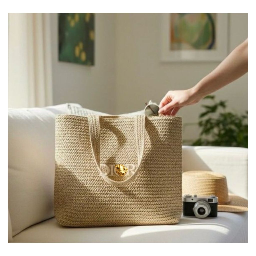 Rattan tote bag Besar bisa raket padel GWP GIFT VIP rattan tote bag