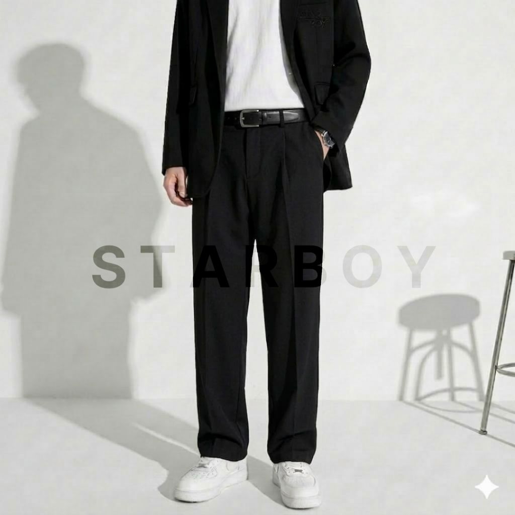 LOOSE PANTS Pria Highwaist Wide Leg Trousers Korean Style