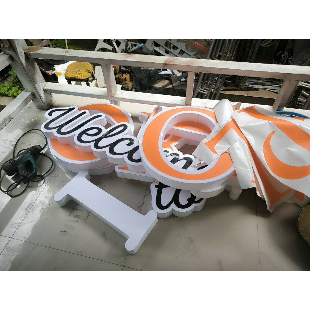 Huruf Timbul Full Akrilyc LED + trafo 12volt