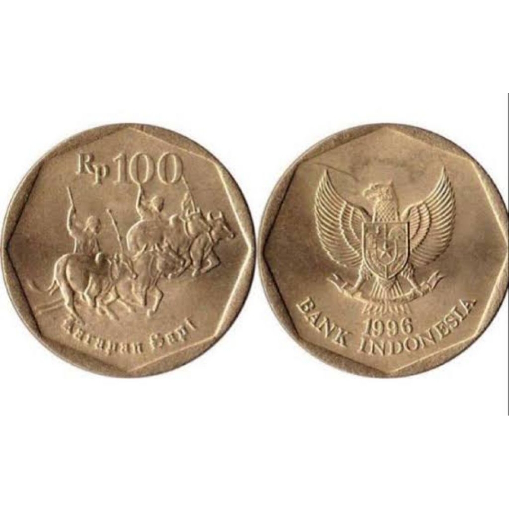 Koin logam kuning 100 rupiah