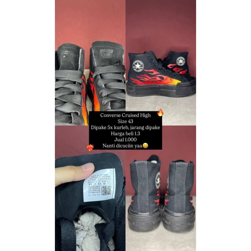 Converse Cruised High Ukuran 43 BEKAS