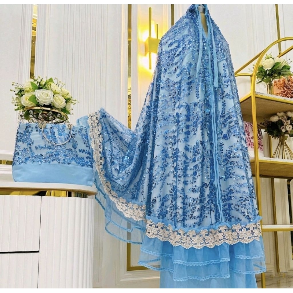 Mukena Brokat Glitter Mewah