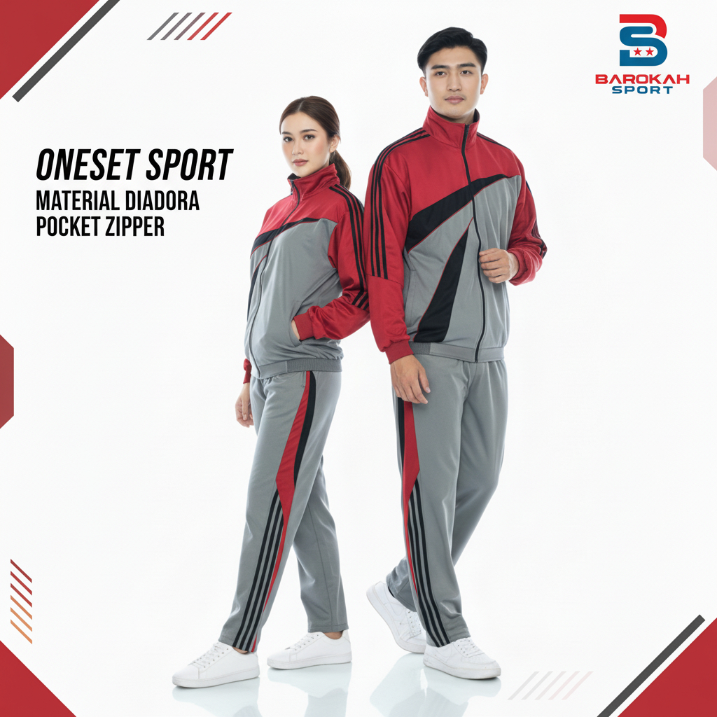 HM Barokah - Setelan Olahraga Pria Wanita One Set Jaket Olahraga Unisex Sport Outdoor Seragam Olahra