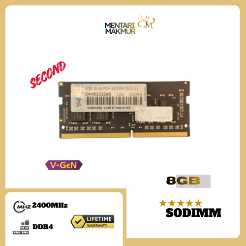 BEKAS | V-Gen RAM LAPTOP DDR4 8GB 2400MHZ - SODIM NOTEBOOK DDR4 PC19200