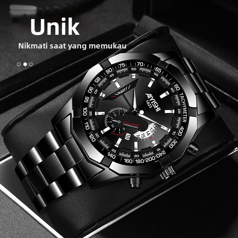 Jam Tangan Pria AIYISHI Kuarsa, Warna Bervariasi, Tahan Cuaca, Bisnis Elegan, Berpendar, Anti Air & 