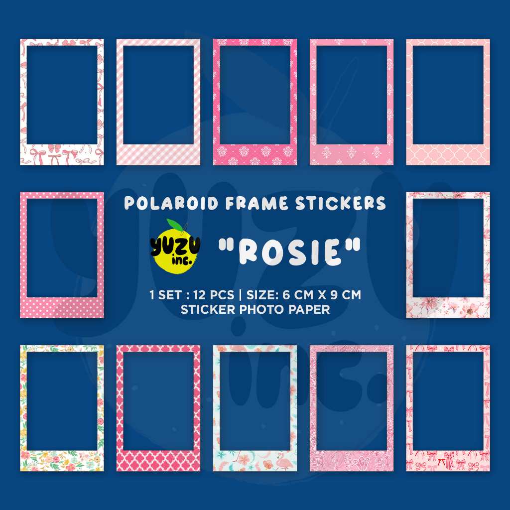 12 Pcs Sticker Polaroid Frame Aesthetic Journal Scrapbook Deco. Stiker Motif Jurnaling Bujo - Rosie