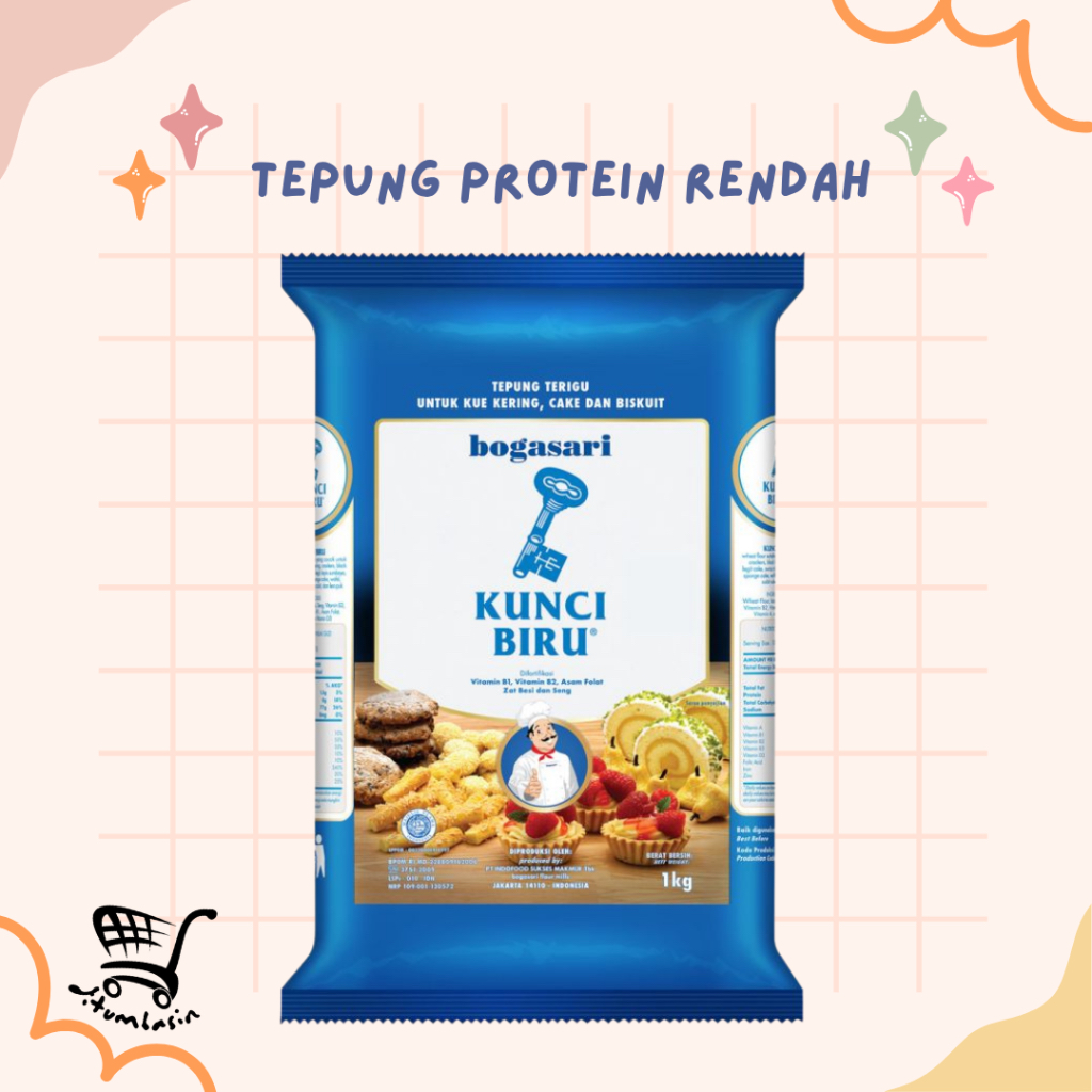 Tepung Terigu Kunci Biru 1kg Protein Rendah