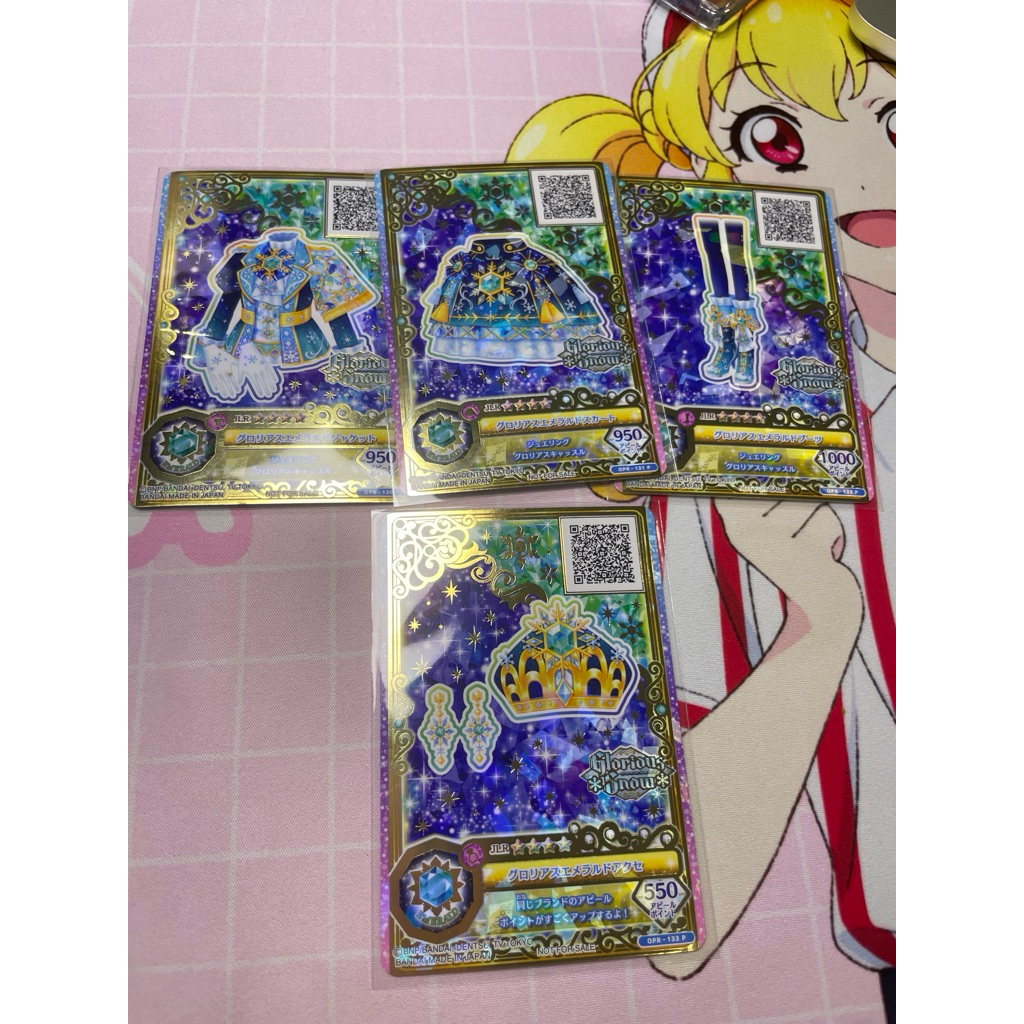 Aikatsu Friends Premium roulette Jeweling Rare Kartu Cards Glorious snow Glorious Emerald coord Alic