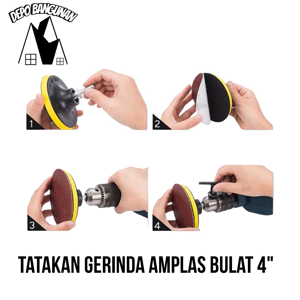 Tatakan Amplas Gerinda Bulat 4” Dudukan Amplas Grinda Velcro Pad Perekat Amplas Bulat Tipis Tebal