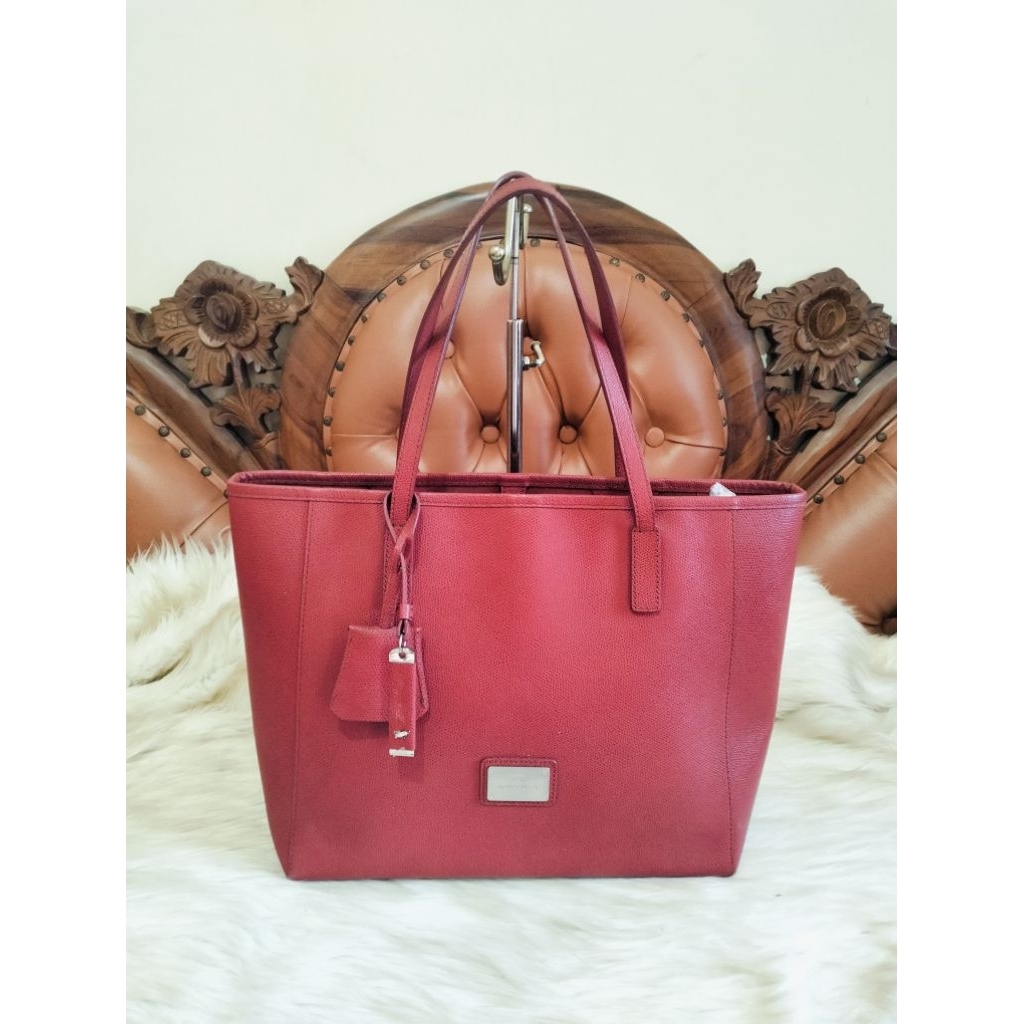 Braun Buffel Red Leather Tote Bag