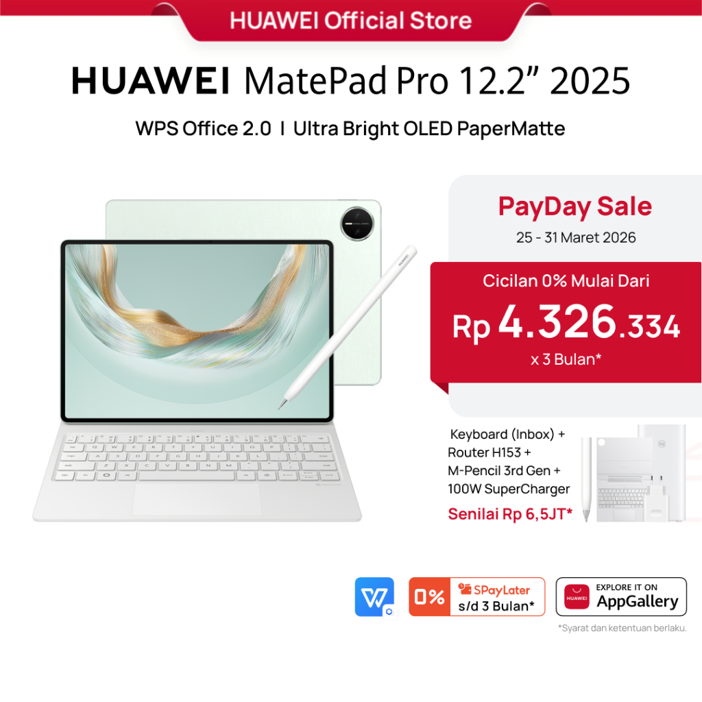 [PayDay Voucher s/d 15% | FREE PEN & KB] HUAWEI MatePad Pro 12.2-inch 2025 Tablet | PC-level WPS | U