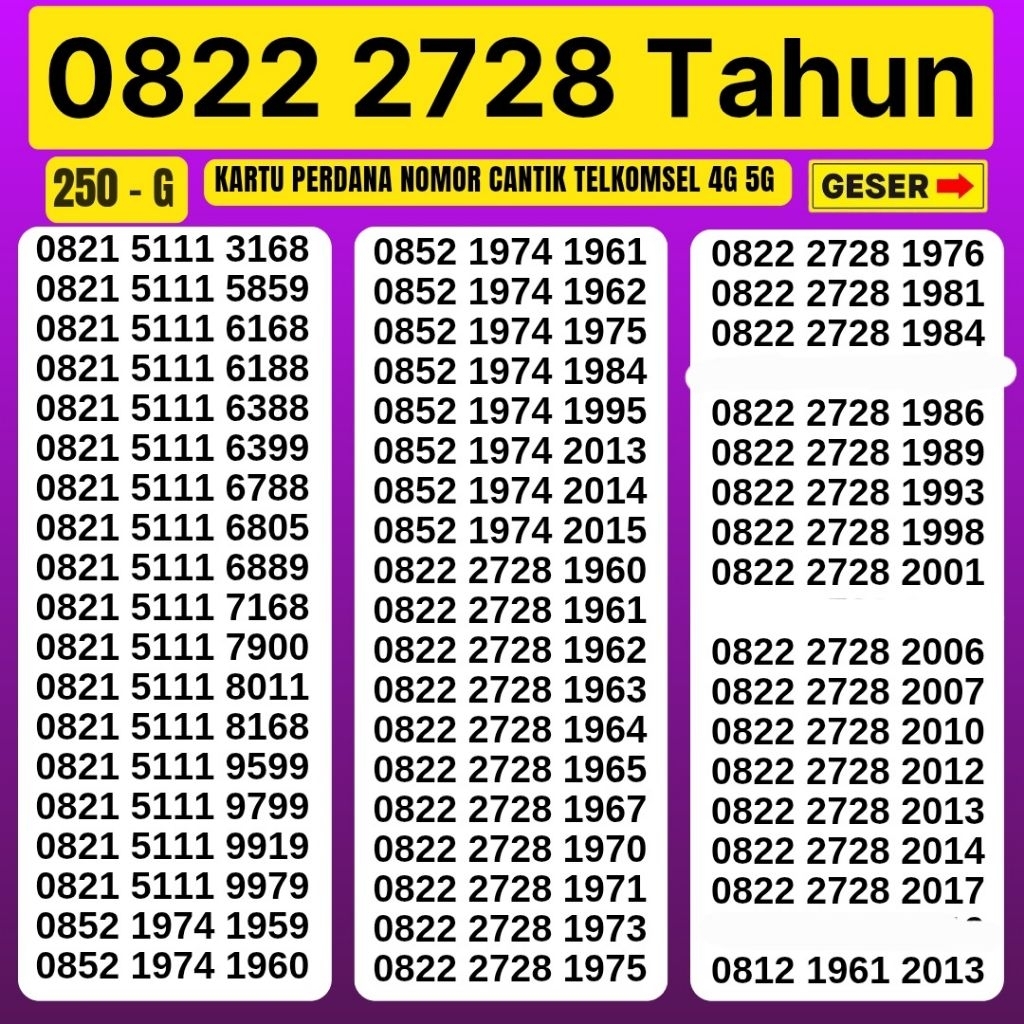 Kartu Perdana Nomor Cantik Telkomsel Simpati 4G 5G Telkomsel Nocan Simpati Nomer Cantik Telkomsel No