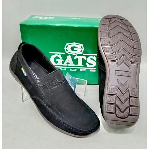 Sepatu Kasual Pria Sepatu Slip On Kulit Gats HK 0002 - Black