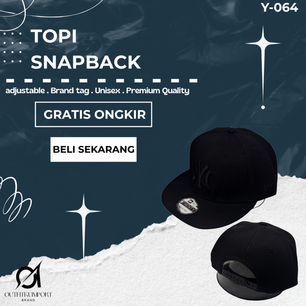 Y-064 Topi Snapback NY Newera Fullblack